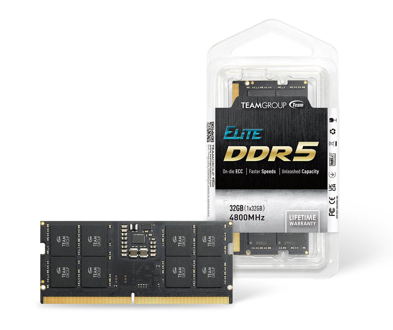 Team Elite 32GB (2 x 16GB) 262-Pin DDR5 SO-DIMM DDR5 4800 (PC4 38400)  Laptop Memory Model TED532G4800C40DC-S01